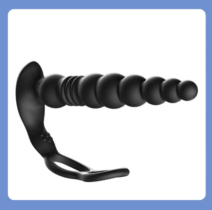 Thrusting Anal Beads Vibrator for Male Prostate Massager Penetrate Anal Sex Toy Butt Plug Masturbator for Gay Men Penis Ring