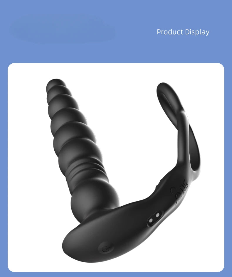 Thrusting Anal Beads Vibrator for Male Prostate Massager Penetrate Anal Sex Toy Butt Plug Masturbator for Gay Men Penis Ring