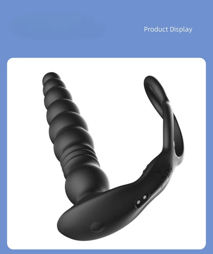 Thrusting Anal Beads Vibrator for Male Prostate Massager Penetrate Anal Sex Toy Butt Plug Masturbator for Gay Men Penis Ring
