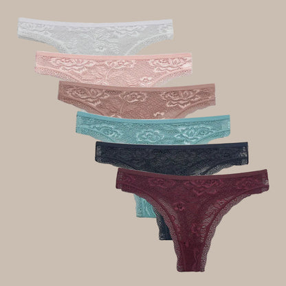 5 Pcs/Set Women's Underwear M-XL Sexy G-string Floral Transparent Female Underpants Lingerie Lace Thongs Woman Panties