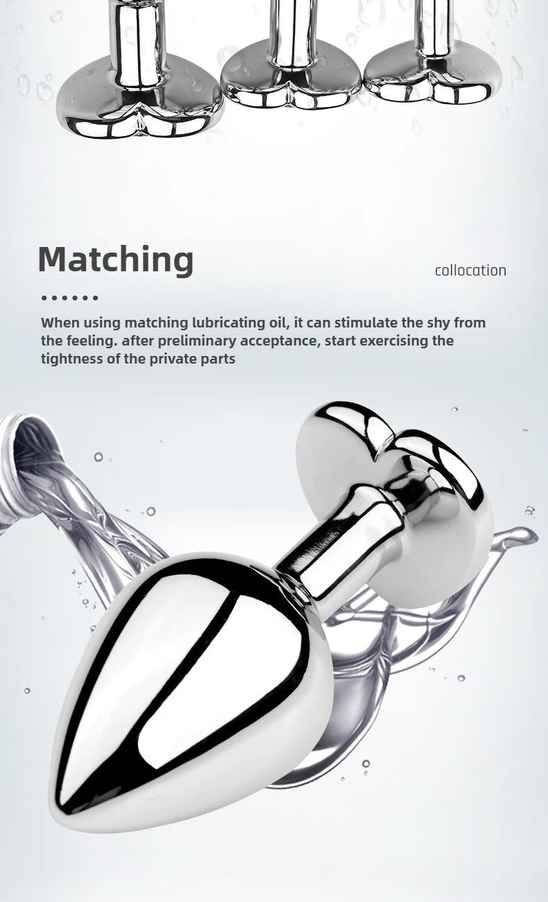 Anal Plug Heart 5 Sizes Stainless Steel Crystal Anal Plug Removable Butt Plug Stimulator Anal Sex Toys Prostate Massager Dildos