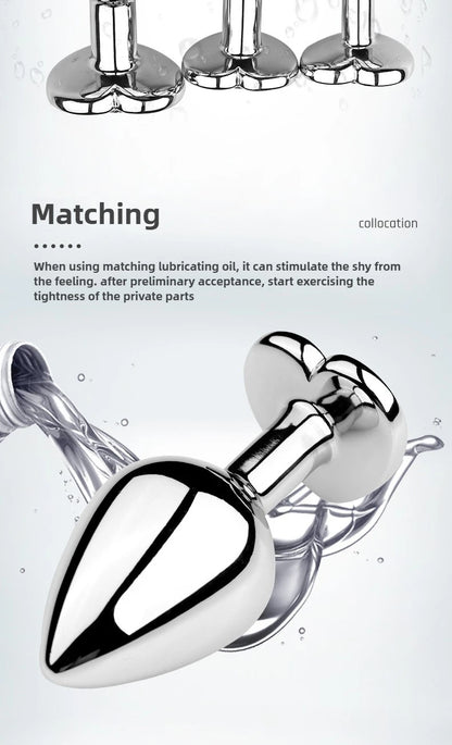 Anal Plug Heart 5 Sizes Stainless Steel Crystal Anal Plug Removable Butt Plug Stimulator Anal Sex Toys Prostate Massager Dildos