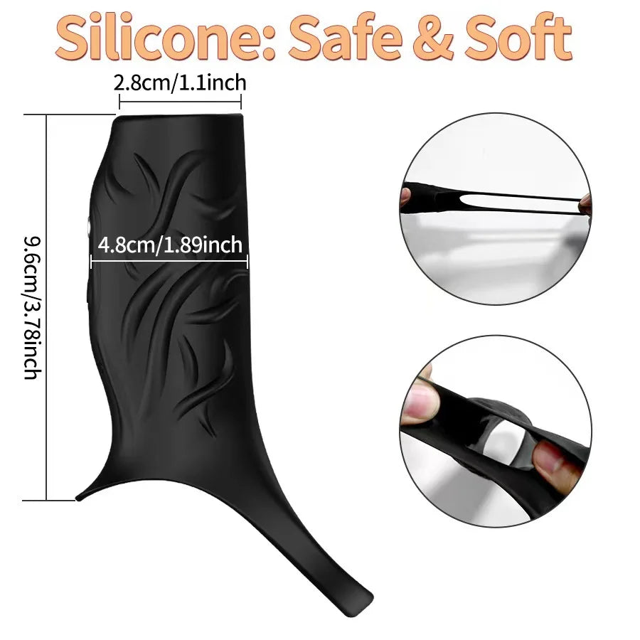 Vibrator Penis Sleeve Cock Ring Ejaculation Extender for Penis Testicles G Spot Stimulation Couples Adult Sex Toys for Men Women