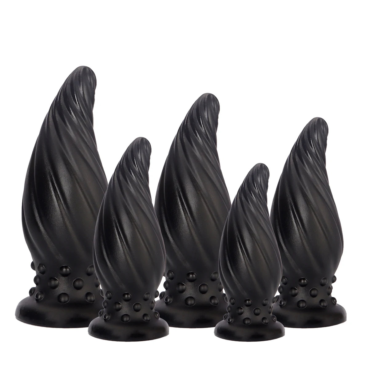 Spiral-Tip Silicone Anal Plug — Textured 5 Sizes S to XL