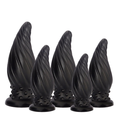 Spiral-Tip Silicone Anal Plug — Textured 5 Sizes S to XL