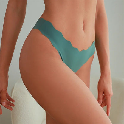 New 8Pcs/Set Women's Traceless Panties Soft Comfortable Thongs Sexy Solid Color Wavy Edge G-Strings Female Breathable Underpants