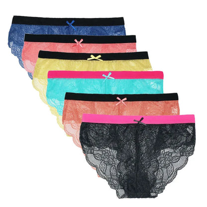5 PCS/Set Mesh Briefs Big Size M-XL Lace Hollow Out Panties Sexy Transparent Underwear Low Rise Panties Girls Intimates Lingerie