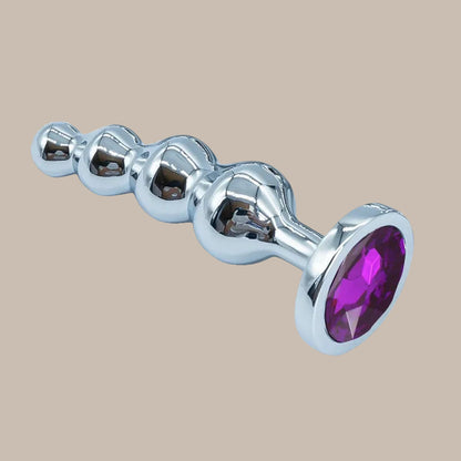 Premium Metal Anal Beads Pink Crysta