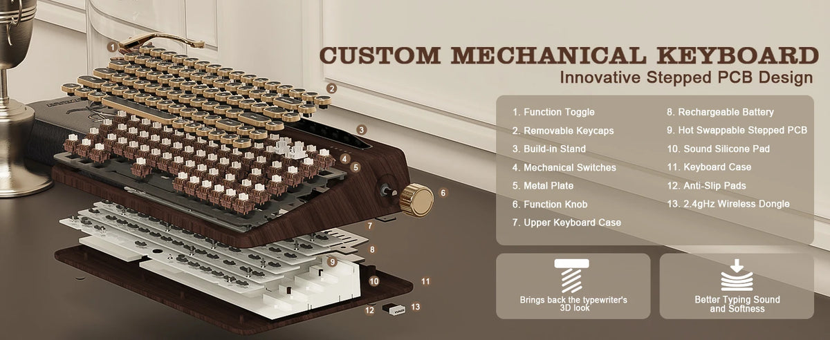 Creme Beige Premium Keyboard Golden
