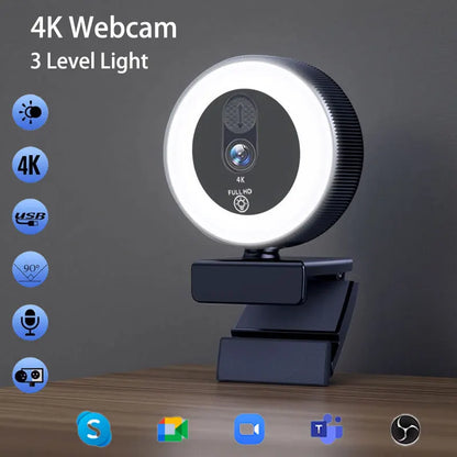 4K Streaming Ring Light Webcam