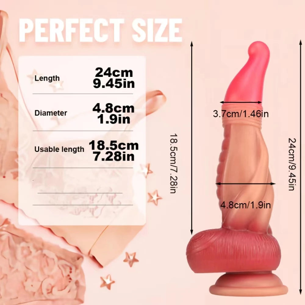 Monster Silicone Dildo with Suction Cup — 4 Colours
