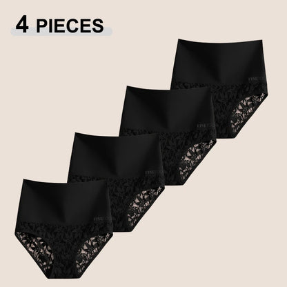 4Pcs/Set Women's Seamless Panties Sexy Solid Color Lace Floral Legging Plus Size High Waist Shapewear Female Soft Cozy Lingerie