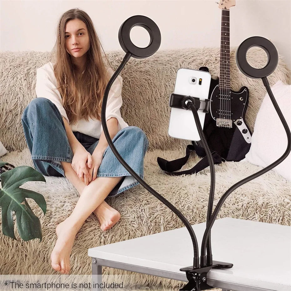 Flexible Phone Holder LED Light Tripod