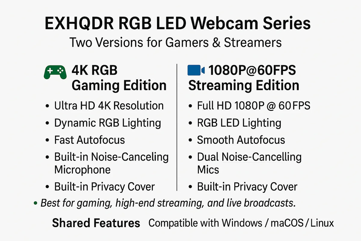4k LED Light Autofocus Webcam