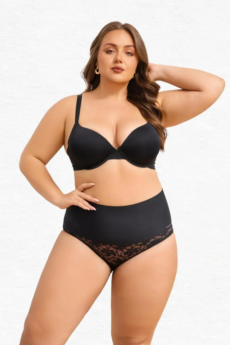 4Pcs/Set Women's Seamless Panties Sexy Solid Color Lace Floral Legging Plus Size High Waist Shapewear Female Soft Cozy Lingerie