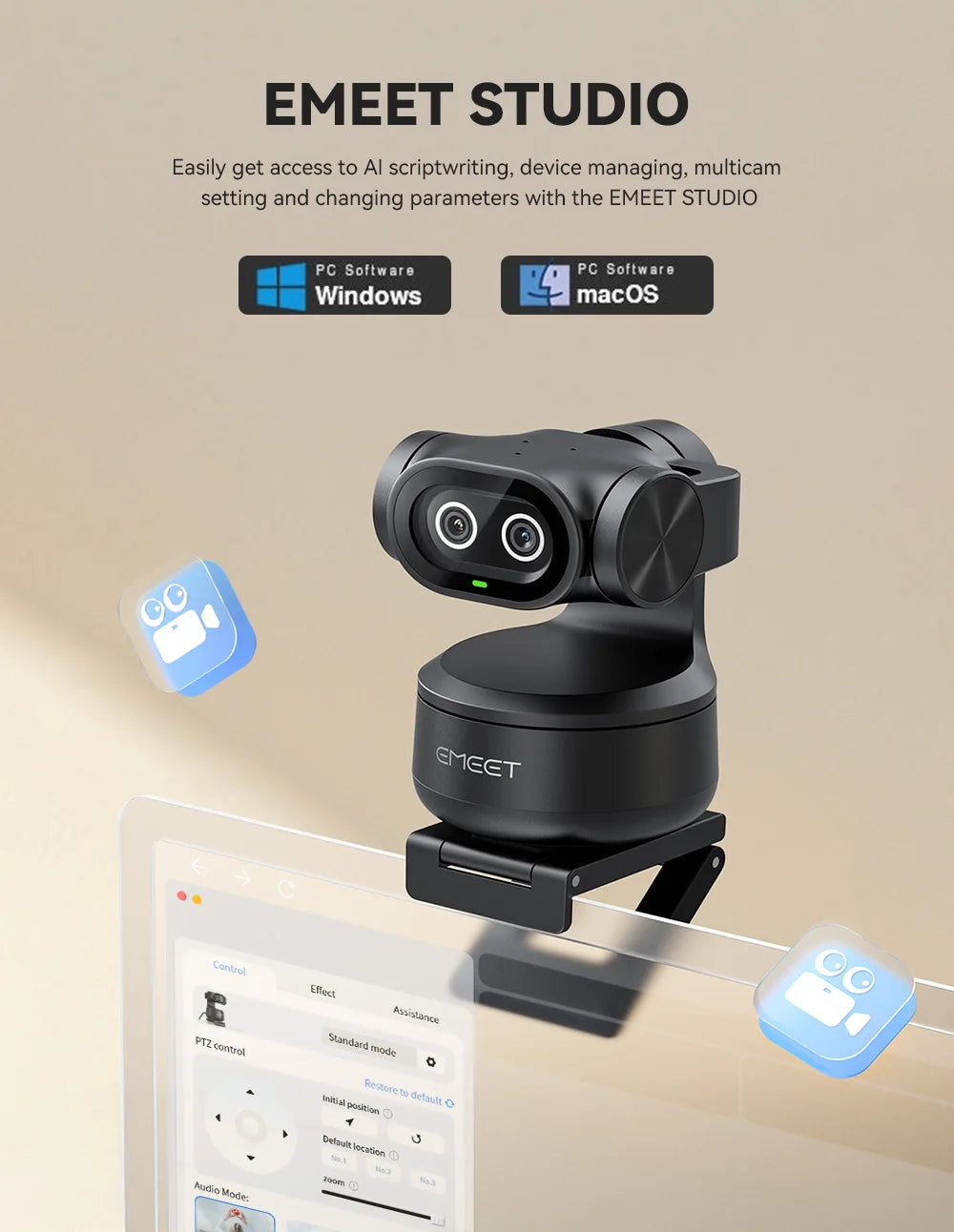 4K AI PTZ Mics & Privacy Mode Cam