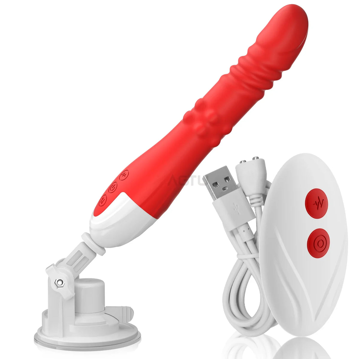 Thrusting Dildo Vibrator with Bracket Stand