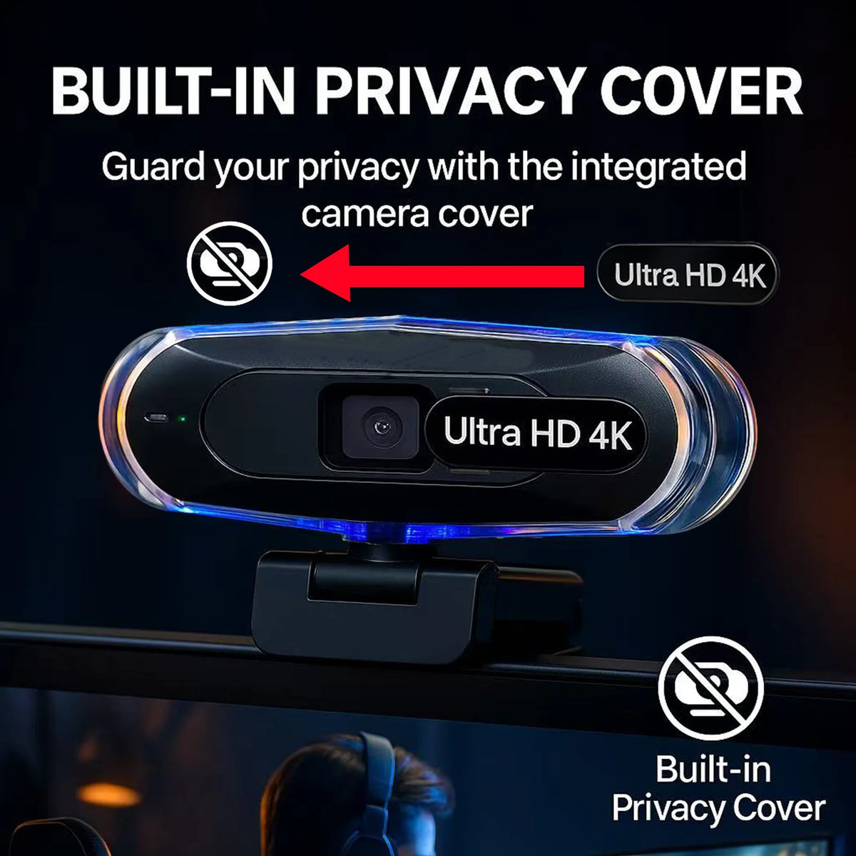 4k LED Light Autofocus Webcam