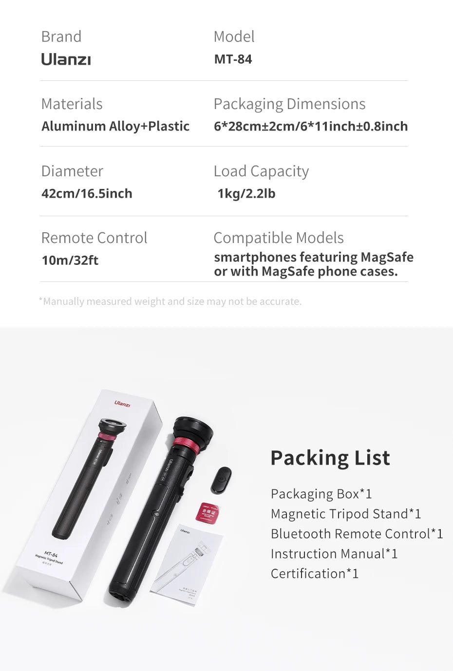 Bluetooth Remote Magnetic Phone Tripod