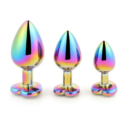 Cute Rainbow Heart-Shaped Metal Crystal Plug