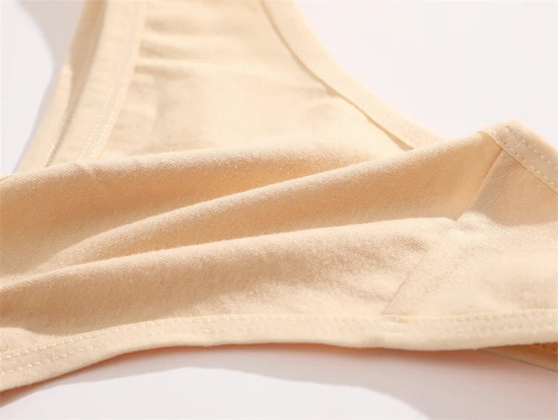 8PCS Women Cotton Thongs Sexy V Waist G-String Panties Seamless Soft Underwear for Women Solid Color Girls Intimates Lingerie