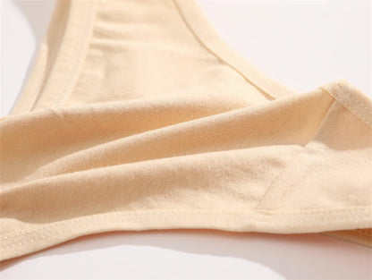 8PCS Women Cotton Thongs Sexy V Waist G-String Panties Seamless Soft Underwear for Women Solid Color Girls Intimates Lingerie