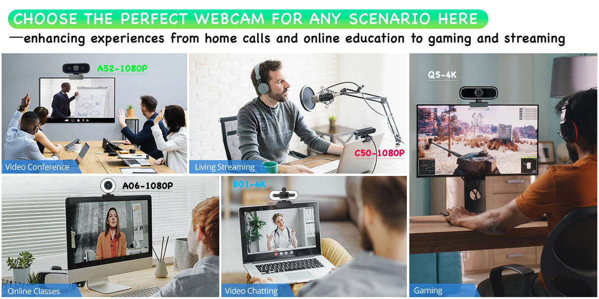 AI Autofocus 4K Webcam With Light