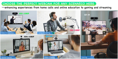 AI Autofocus 4K Webcam With Light