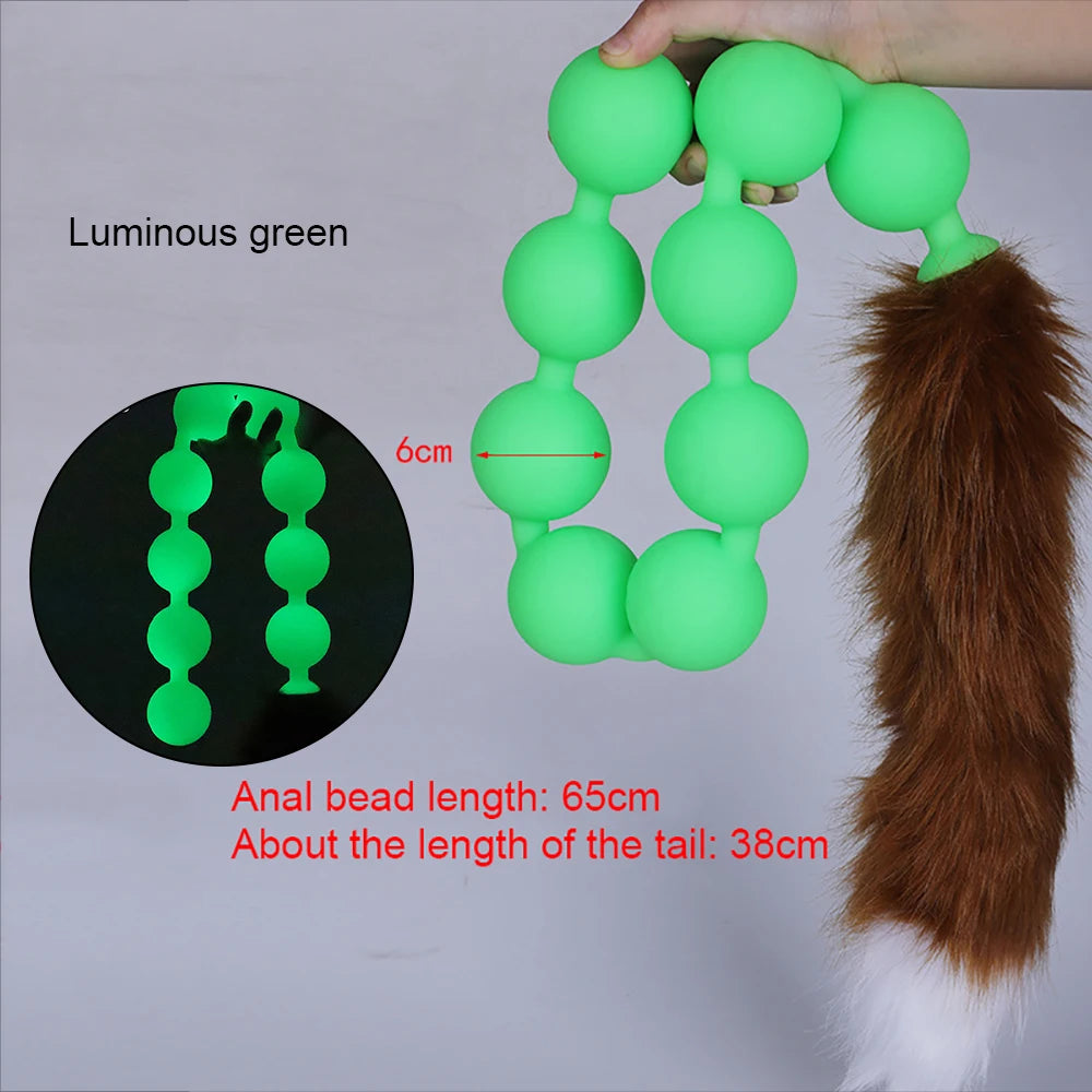 Huge 9 Ball Anal Plug Tail Sex Toys For Men Women Anal Dilator Soft Butt Plug with Tail Anal Beads Sex Party Erotic Toy Butplug