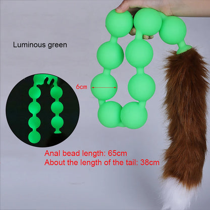 Huge 9 Ball Anal Plug Tail Sex Toys For Men Women Anal Dilator Soft Butt Plug with Tail Anal Beads Sex Party Erotic Toy Butplug
