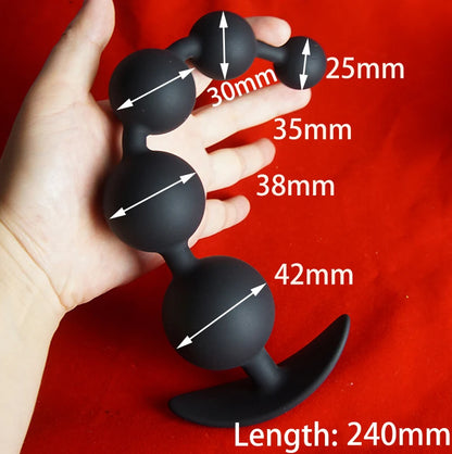 Silicone Anal Beads — 4 Smooth Balls 4 Colours