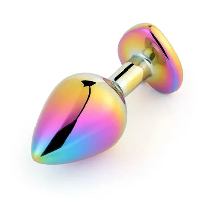 Cute Rainbow Heart-Shaped Metal Crystal Plug