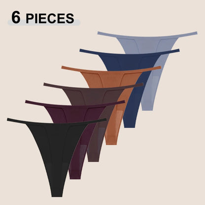 6Pcs/Set Women's Panties Sexy Solid Color High Elastic Thongs Low-Waist Comfortable Underwear Trendy Female Breathable G-string