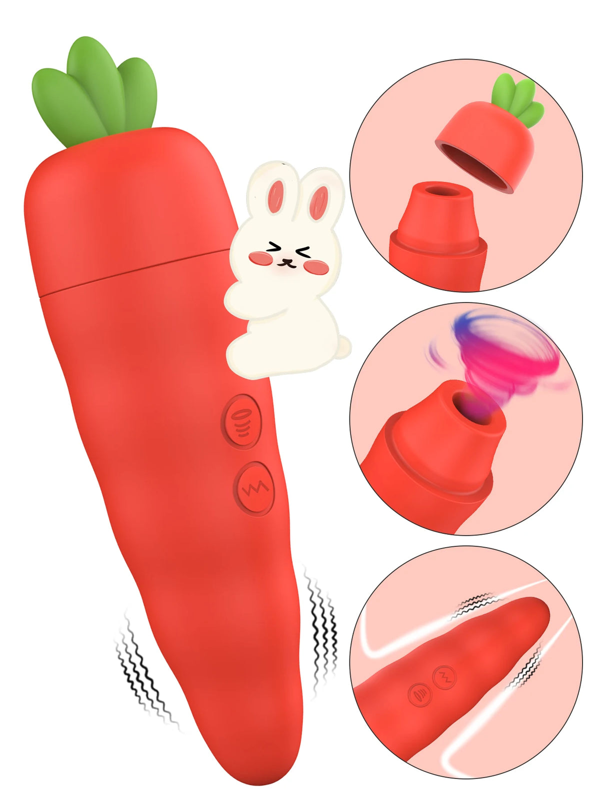 Carrot Rabbit Vibrator — Dual Suction and G-Spot