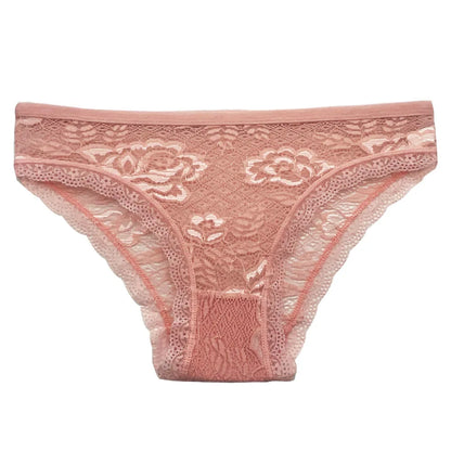5 PCS/Set Mesh Briefs Big Size M-XL Lace Hollow Out Panties Sexy Transparent Underwear Low Rise Panties Girls Intimates Lingerie