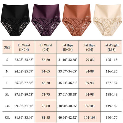 4Pcs/Set Women's Seamless Panties Sexy Solid Color Lace Floral Legging Plus Size High Waist Shapewear Female Soft Cozy Lingerie