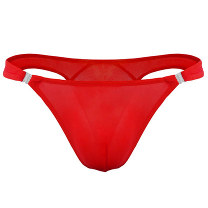 8PCS/Set Openable Buckle Underwear Man Ice Silk Thong Sexy U Convex Pouch Nylon G-string Low Waist Male Underpants Plus Size