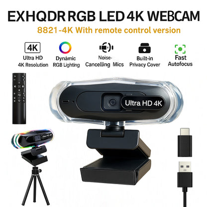 4k LED Light Autofocus Webcam