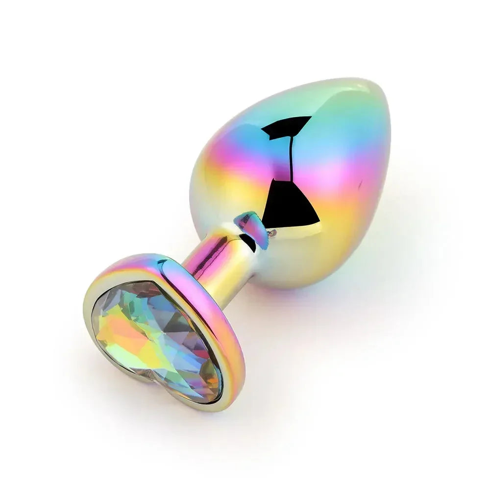 Cute Rainbow Heart-Shaped Metal Crystal Plug