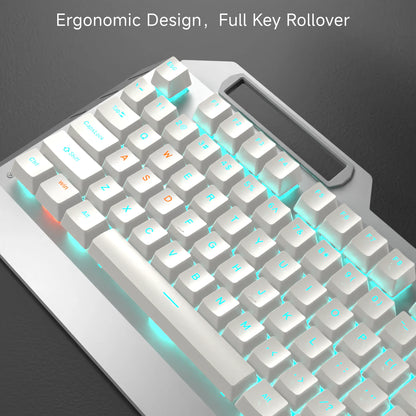 EWEADN Wired Mechanical Gaming Keyboard, Knob Blue Switch,104-Key,Ergonomic, Durable,Gaming/Typing, Laptops/PCs, Esports/Gaming