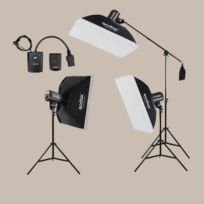 Triple E300 Lights with Softboxes & Stands