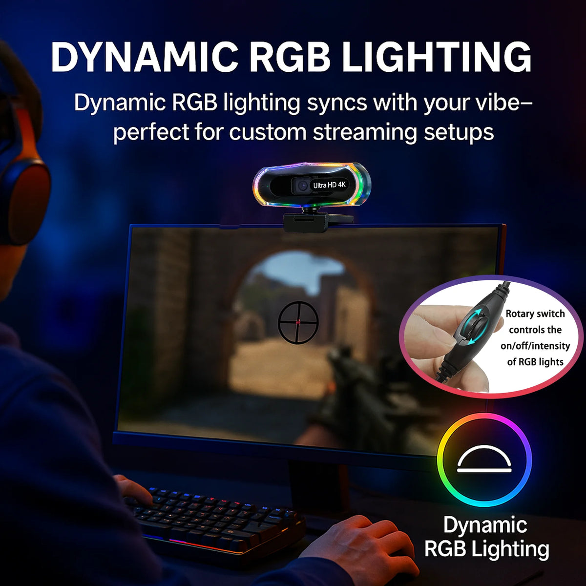 4k LED Light Autofocus Webcam