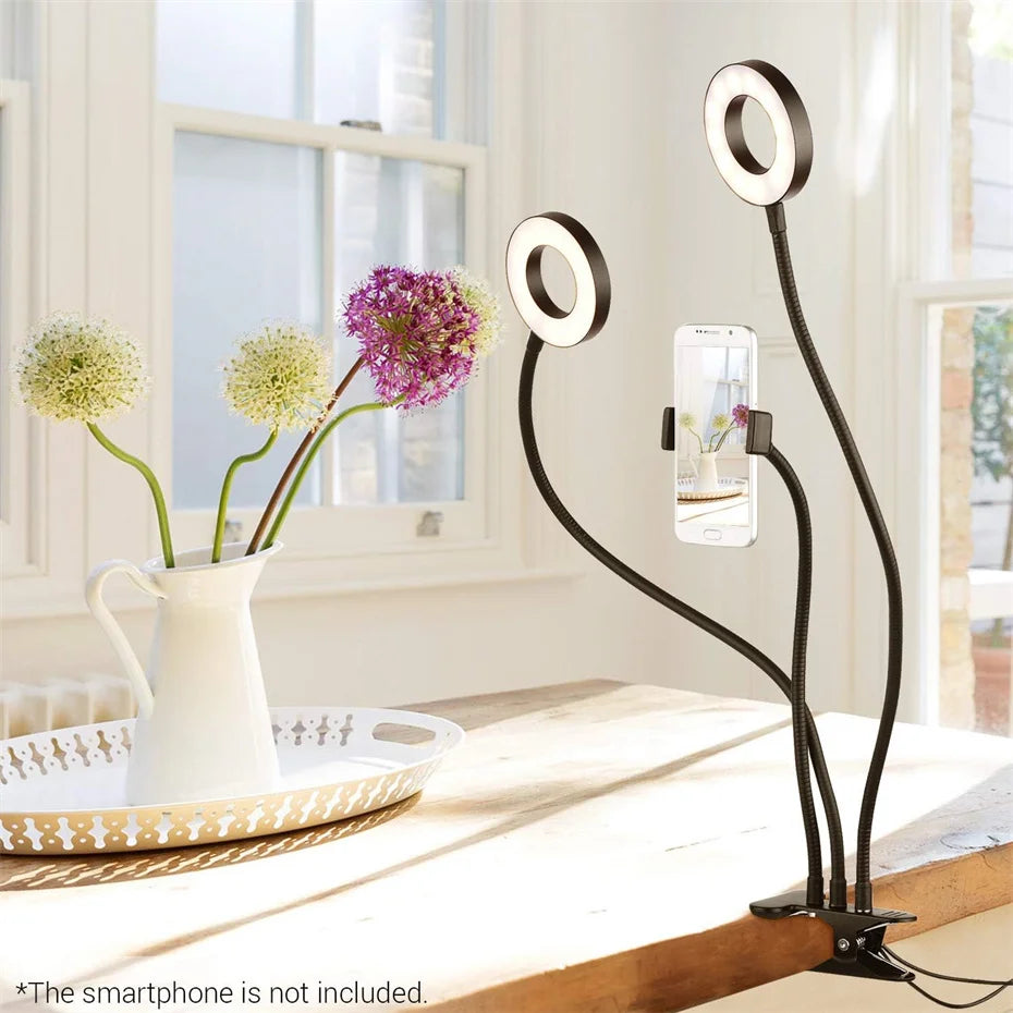 Flexible Phone Holder LED Light Tripod