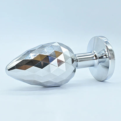 Silvery Stainless Steel Diamond Surface Anal Plug Dildo Crystal Base Butt Plug Analplug Sex Toys For Woman Adult Toys Anal Toys