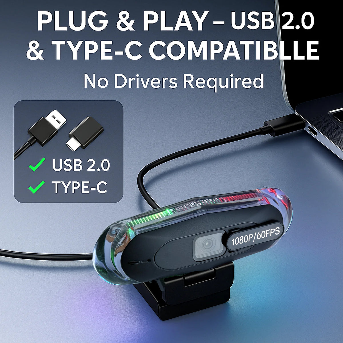 4k LED Light Autofocus Webcam