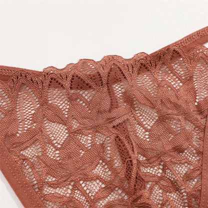 7Pcs/Set Women's Lace Panties Sexy Hollow Out Floral Thongs Solid Color Low Rise Thongs Fashion Cozy Breathable G-String S-XL