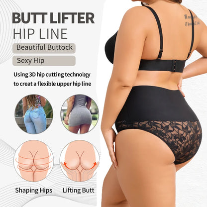 4Pcs/Set Women's Seamless Panties Sexy Solid Color Lace Floral Legging Plus Size High Waist Shapewear Female Soft Cozy Lingerie