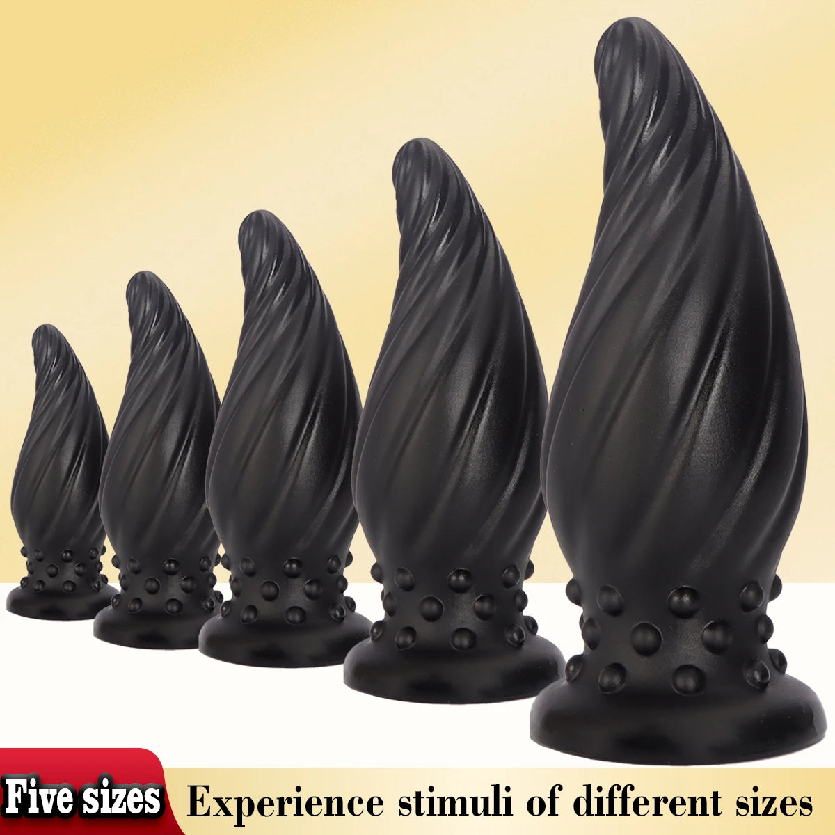 Spiral-Tip Silicone Anal Plug — Textured 5 Sizes S to XL