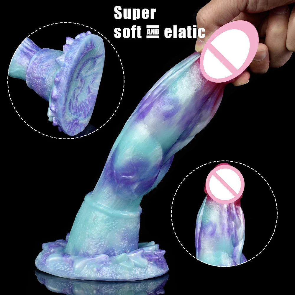 Ice Dragon Fantasy Silicone Dildo — 3 Sizes Suction Cup