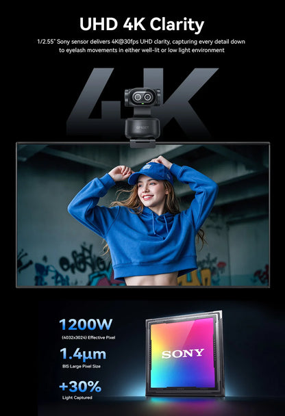 4K AI PTZ Mics & Privacy Mode Cam